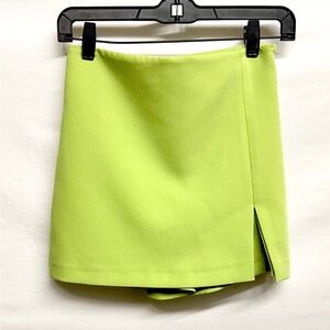 ZARA Lime Green Women's Mini Skort with Zipper
